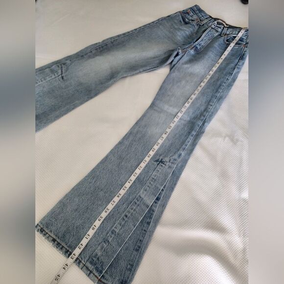 Levi's RIBCAGE Split Flare Classic Blue Denim Jeans - Picture 12 of 14